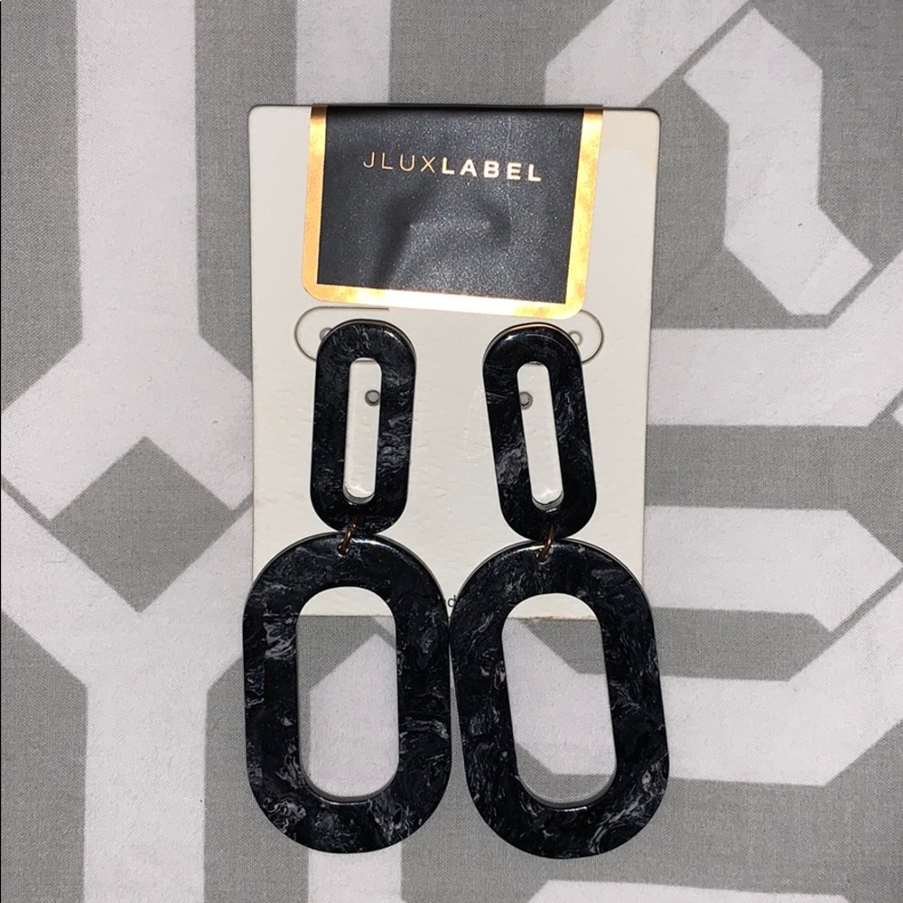 Jluxlabel Black marble drop earrings